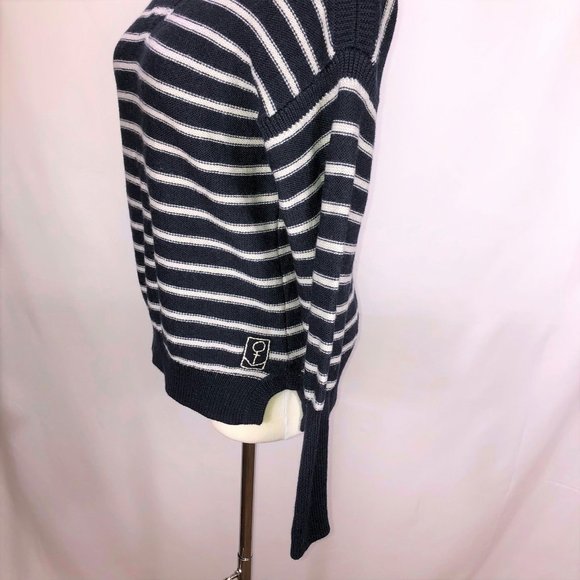 Rebecca Taylor French Sailor Embroidered Striped Light Fine Merino Sweater - Picture 5 of 12